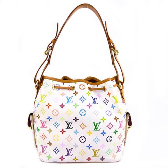Louis Vuitton Petit Noe Monogram Multicolor Drawstring Shoulder Bag White - Picture 2 of 7